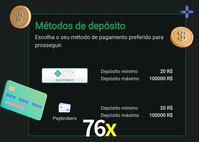 O cassino 76x oferece uma grande variedade de métodos de pagamento